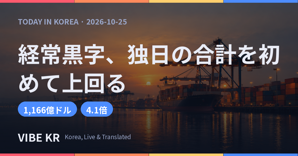 韓国の4~6月期経常黒字、独日の合計を初めて上回る 約1,166億ドル